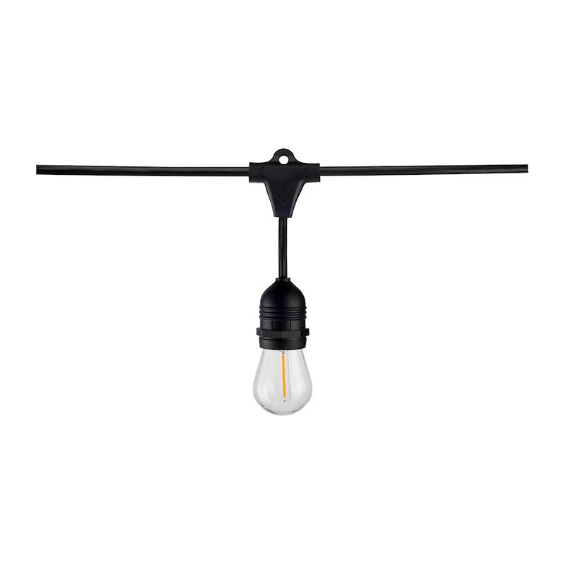 Nuvo Lighting S8037 48ft 24-Light LED String Light | Decorative Black Weatherproof Cord and Warm White 2200K S14 Bulbs | Patio & Deck & | Model S8037