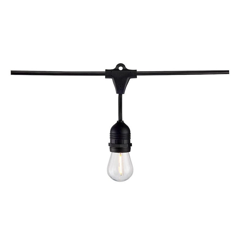 Nuvo Lighting S8037 48ft 24-Light LED String Light | Decorative Black Weatherproof Cord and Warm White 2200K S14 Bulbs | Patio & Deck & | Model S8037