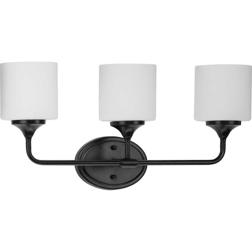 Progress Lighting Lynzie 3-Lt Bath Vanity Light, Black/Etched Opal - P2803-31M