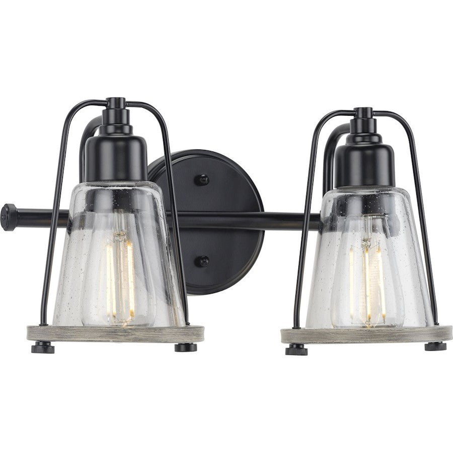 Progress Lighting Conway 2 Light Bath Vanity, Black/Clear Seeded - P300296-031