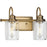 Progress Lighting Aiken 2 Light Bath Vanity, Vintage Brass/Clear - P300321-163