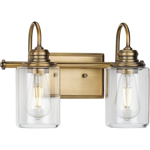 Progress Lighting Aiken 2 Light Bath Vanity, Vintage Brass/Clear - P300321-163