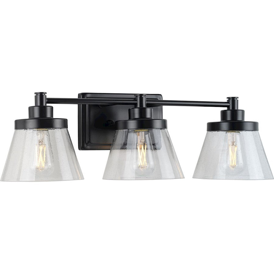 Progress Lighting Hinton 3 Light BK/Clear Seeded Farmhouse Vanity - P300350-31M