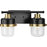 Progress Lighting Beckner 2-Lt Bath Light, Black/Brass/Clear - P300423-31M