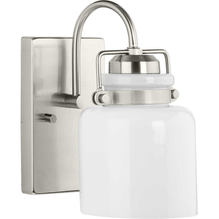 Progress Lighting Fessler 1-Light Wall Sconce, Nickel Opal Glass - P300438-009