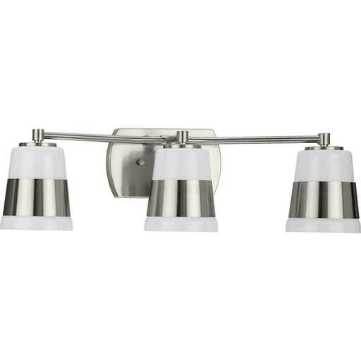 Progress Lighting Haven 3-Light Bath, Brushed Nickel Opal Glass - P300444-009