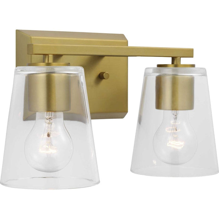 Progress Lighting Vertex 2-Light Bath Light, Gold/Clear Glass - P300458-191