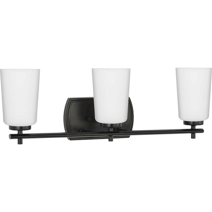 Progress Lighting Adley 3-Lt Bath Vanity Light, Black/Etched Opal - P300467-31M