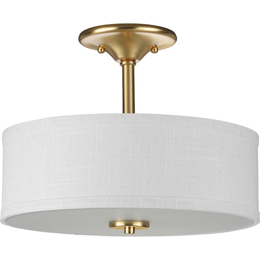 Progress Lighting Inspire 2-Lt Brass Summer Linen Semi-Flush-Lt - P350129-012