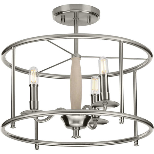 Progress Lighting Durrell Nickel 3-Light Semi-Flush Convertible - P350150-009