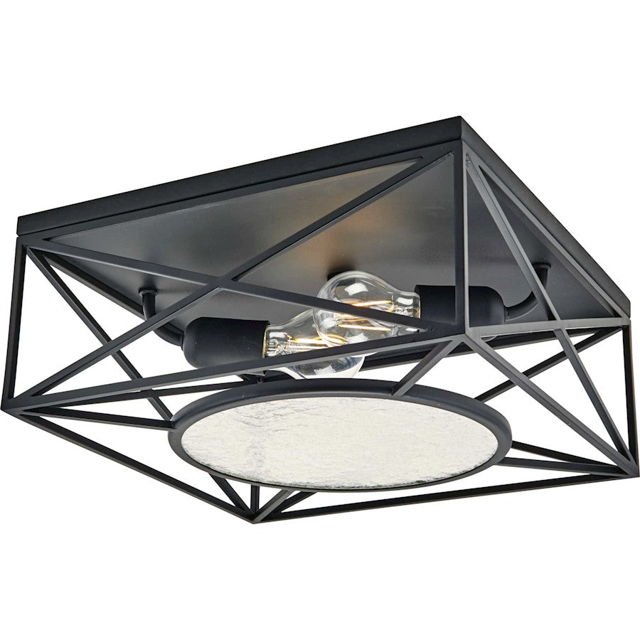 Progress Lighting Cumberland 2-Light Black 13" Flush Mount, Seeded - P350159-031