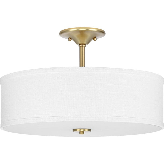 Progress Lighting Inspire 18" 3-Lt Brass Summer Linen Semi-Flush - P350167-012