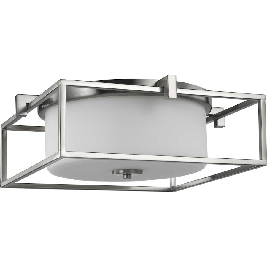 Progress Lighting Chadwick 2-LT Nickel 15-3/8" Flush, Etched Opal - P350171-009