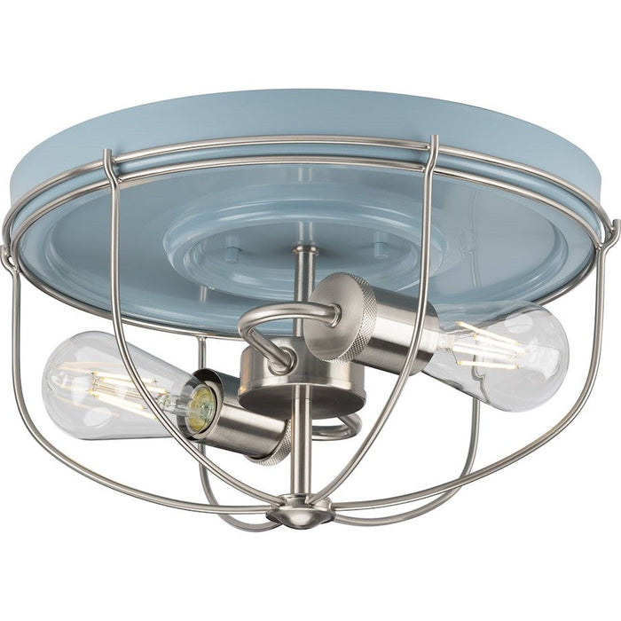 Progress Lighting Medal 2 Light Industrial Flush Mount, Blue - P350195-164