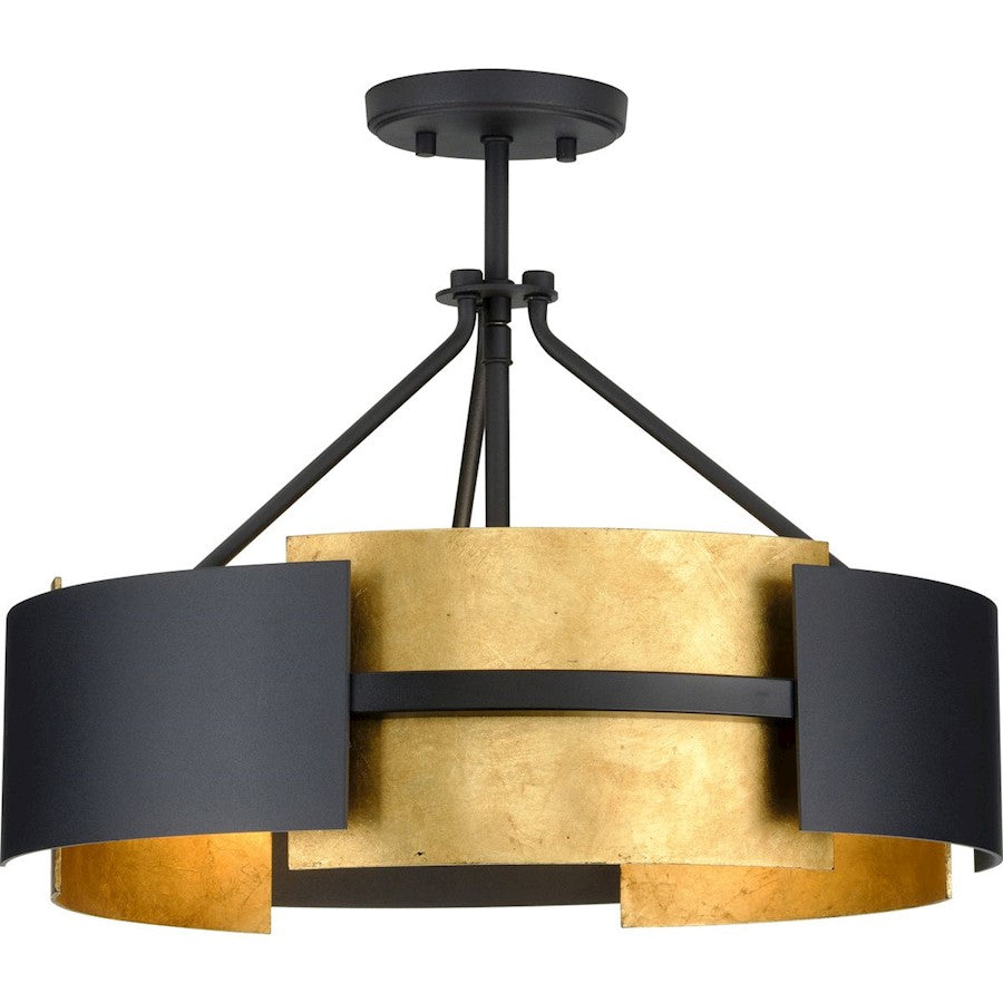 Progress Lighting Lowery 3 Light Luxe Semi-Flush Mount, Black/Gold - P350203-031