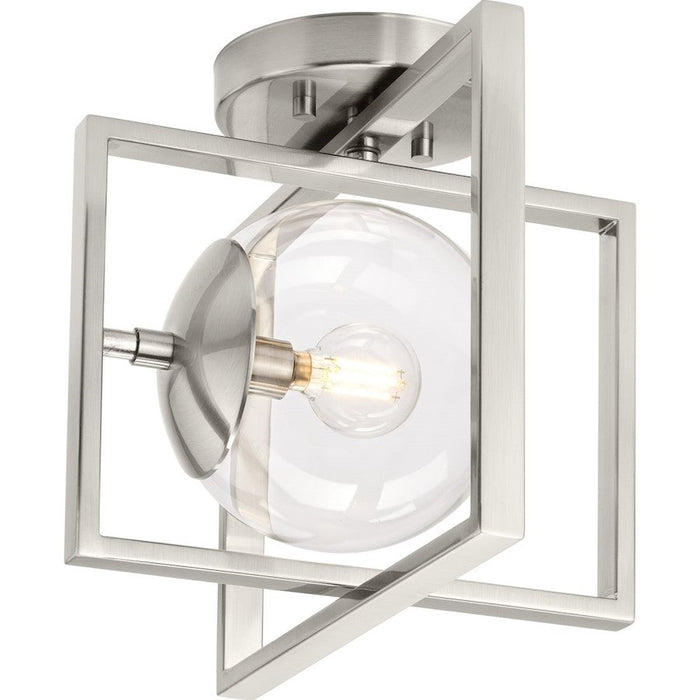 Progress Lighting Atwell 10" 1 Light Nickel/Clear Semi-Flush Mount - P350218-009