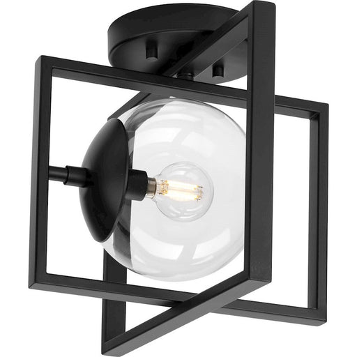 Progress Lighting Atwell 10" 1 Light Black/Clear Semi-Flush Mount - P350218-31M