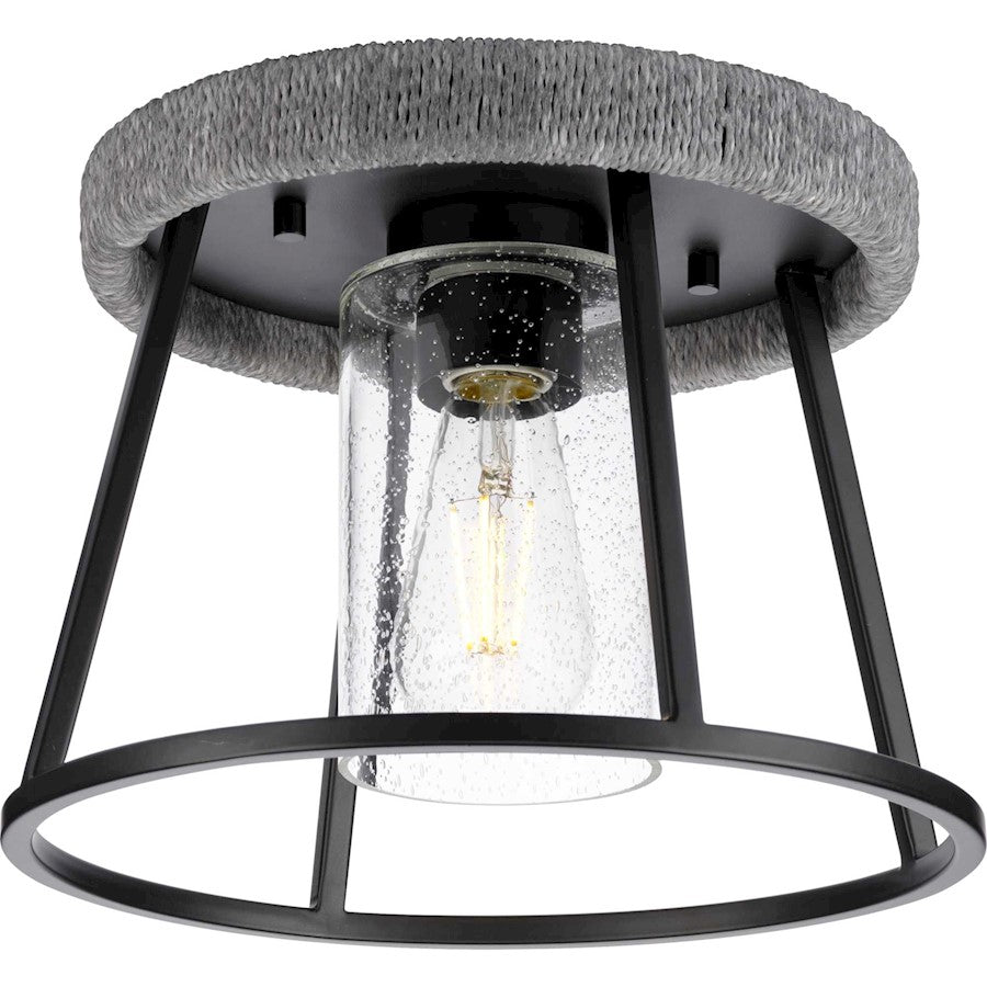 Progress Lighting Laramie 1-Light Flush Mount, Black/Clear Seeded - P350243-31M