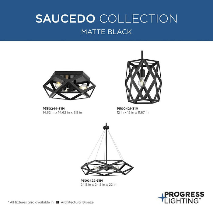 Progress Lighting Saucedo 3-Light 14.6" Flush Mount