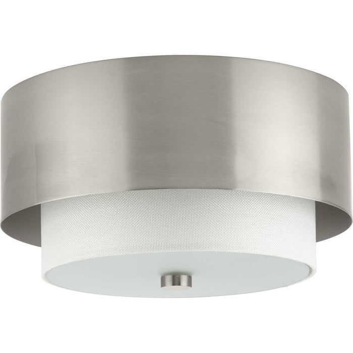 Progress Lighting Silva 2-Lt 14" Flush Mount, Nickel White Linen - P350249-009