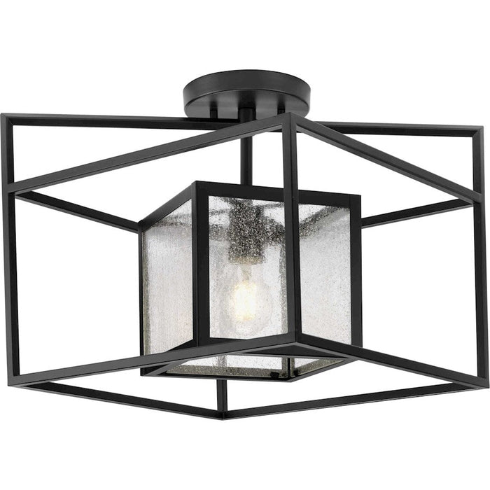 Progress Lighting Navarre 1-Light Ceiling Light, Black/Seeded