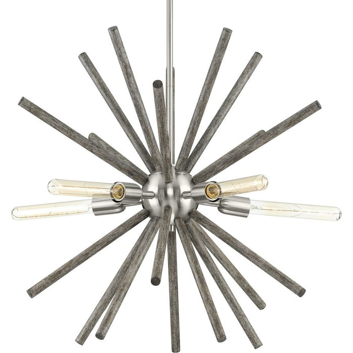 Progress Lighting Thorpe 5 Light Mid-Century Chandelier, Nickel - P400270-009