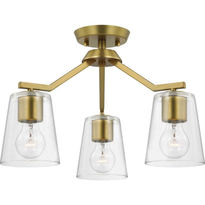 Progress Lighting Vertex 3-Lt Convertible Chandelier, Gold/Clear - P400340-191