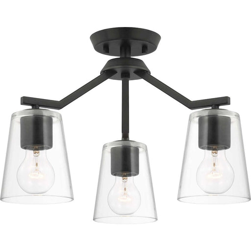 Progress Lighting Vertex 3-Lt Convertible Chandelier, Black/Clear - P400340-31M