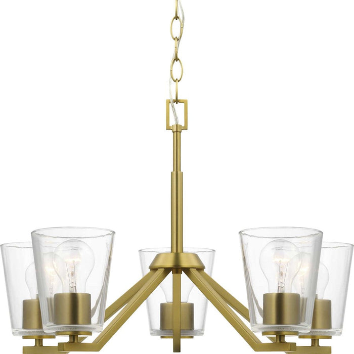 Progress Lighting Vertex 5-Light Chandelier, Gold/Clear Glass - P400341-191