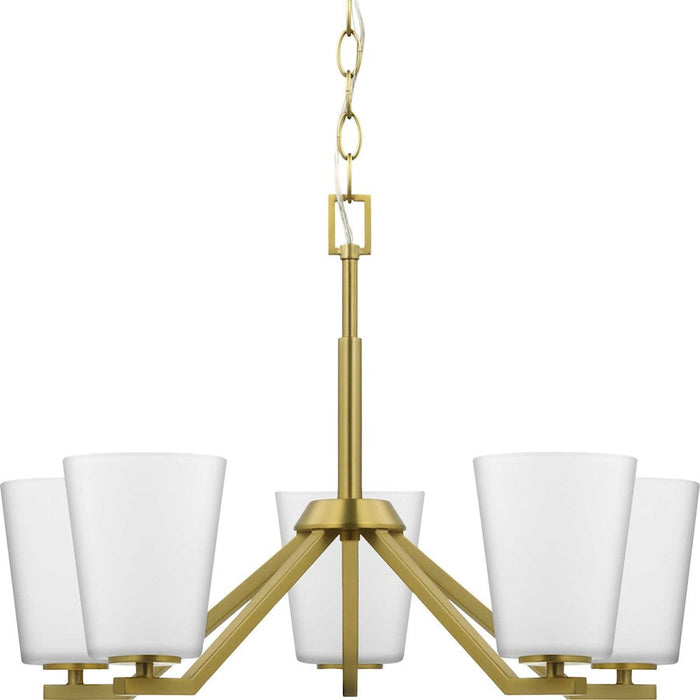 Progress Lighting Vertex 5-Light Chandelier, Gold/Etched White - P400343-191