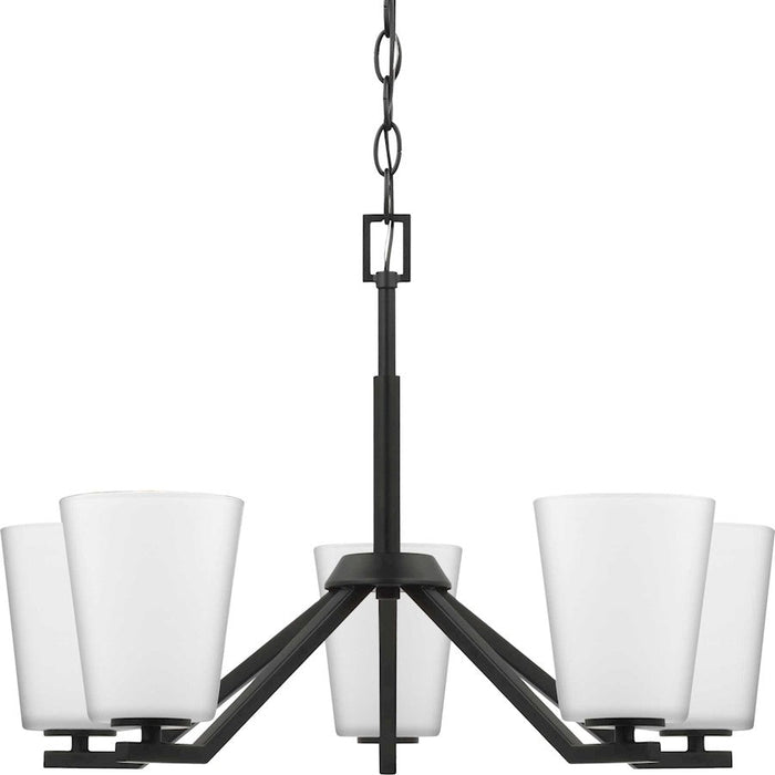 Progress Lighting Vertex 5-Light Chandelier, Black/Etched White - P400343-31M