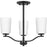 Progress Lighting Adley 3-Lt Semi-Flush/Conv Chandelier, BK/EWH - P400349-31M