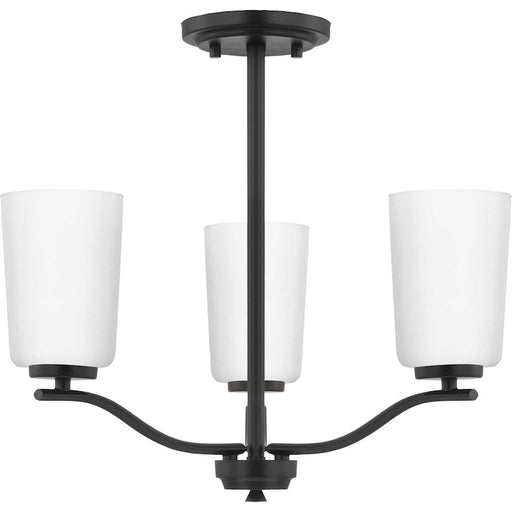 Progress Lighting Adley 3-Lt Semi-Flush/Conv Chandelier, BK/EWH - P400349-31M