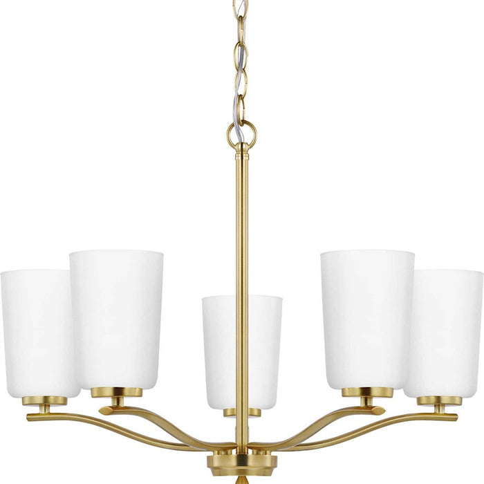 Progress Lighting Adley 5-Lt Chandelier, Brass/Etched White - P400350-012