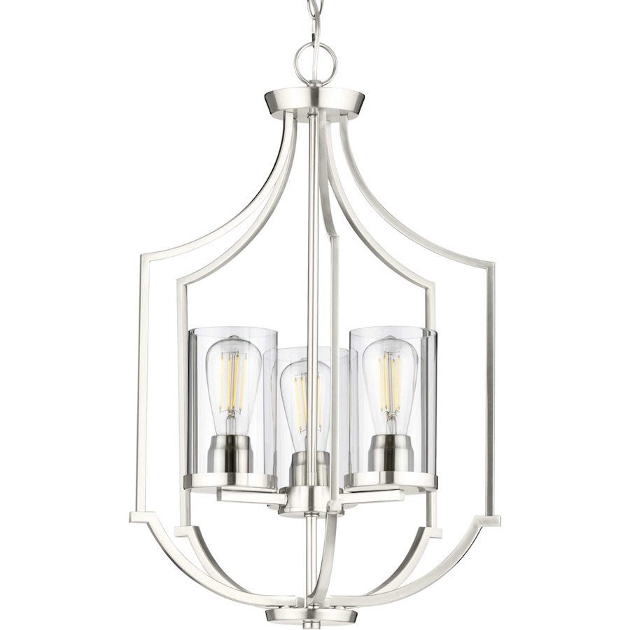 Progress Lighting Lassiter 3-Light Brushed Nickel Foyer, Clear - P500209-009