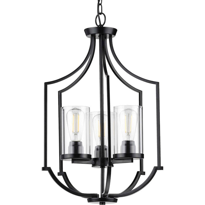 Progress Lighting Lassiter 3-Light Matte Black Foyer, Clear Glass - P500209-031