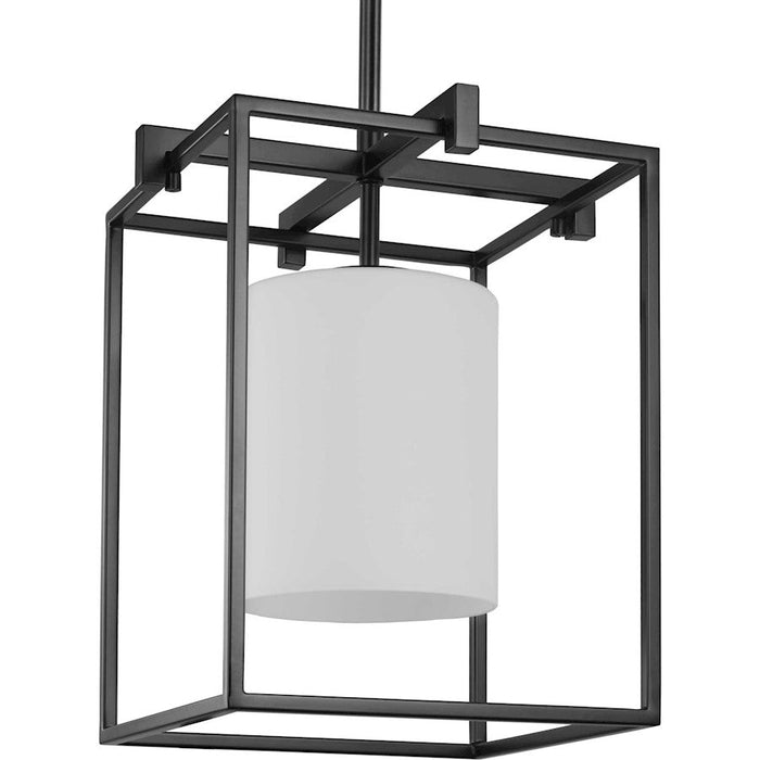 Progress Lighting Chadwick 1-Light Black Mini-Pendant, Etched Opal - P500274-031