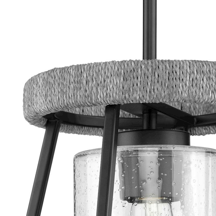 Progress Lighting Laramie 1-Light Pendant, Black Clear Seeded