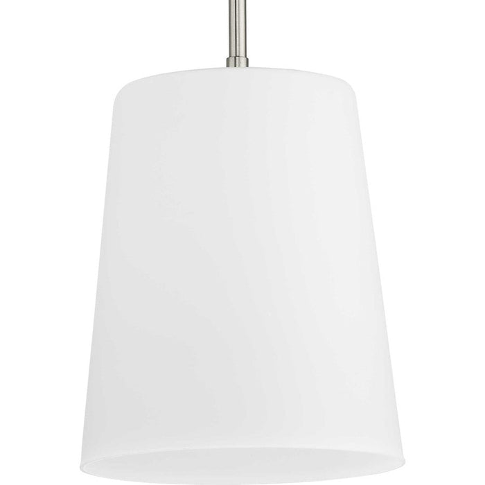 Progress Lighting Clarion 1-Light 9" Pendant, Nickel/Etched White - P500429-009