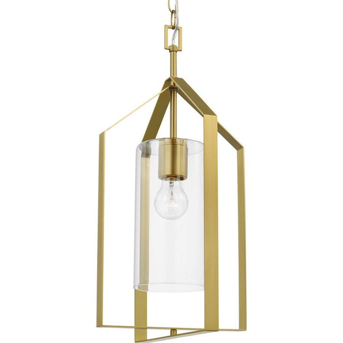 Progress Lighting Vertex 1-Light Foyer Light, Gold/Clear Glass - P500431-191