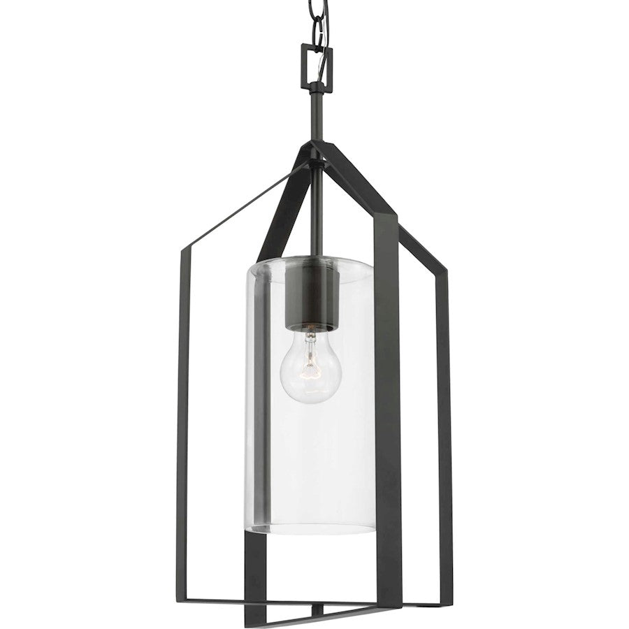 Progress Lighting Vertex 1-Light Foyer Light, Black/Clear Glass - P500431-31M