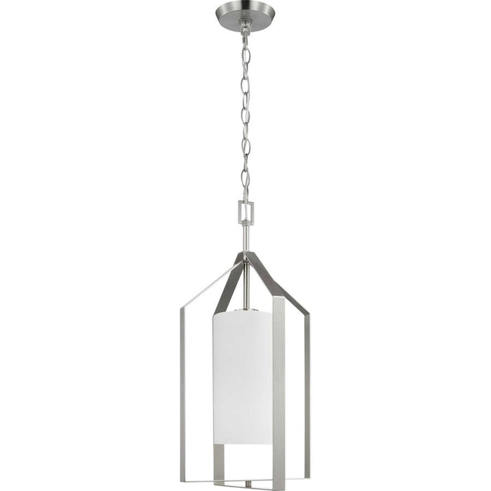 Progress Lighting Vertex 1-Light Foyer Light, Nickel/Etched White