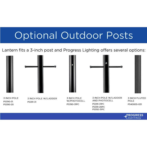 Progress Lighting Parrish 1-Light Outdoor Post Light, Black Clear/Etched