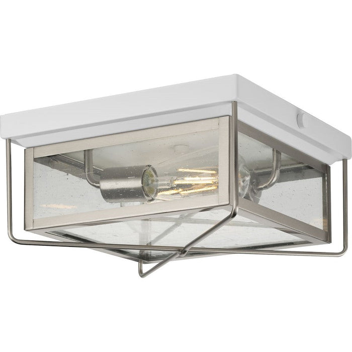 Progress Lighting Barlowe 2 Lt Flush Mount, Steel/Clear Seeded - P550069-135