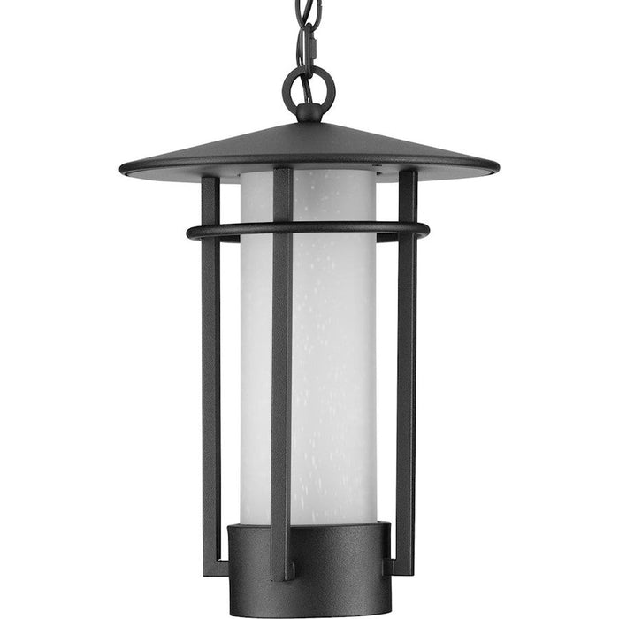 Progress Lighting Exton 1 Lt Outdoor Pendant, Black/Etched Seeded - P550097-031