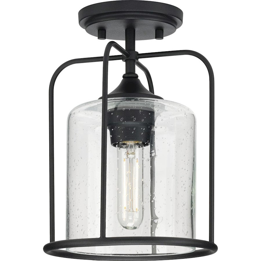 Progress Lighting Watch Hill 1-Lt BK/Seeded Farmhouse Semi-Flush - P550110-031