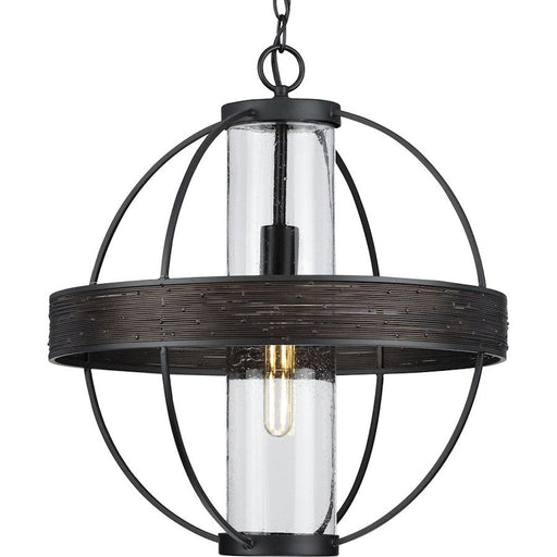 Progress Lighting Terrace 1-Lt BK/Seeded Outdoor Hanging Light - P550111-31M