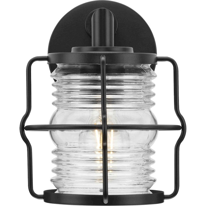 Progress Lighting Keegan 1-Light Outdoor Wall Lantern, Black/Clear