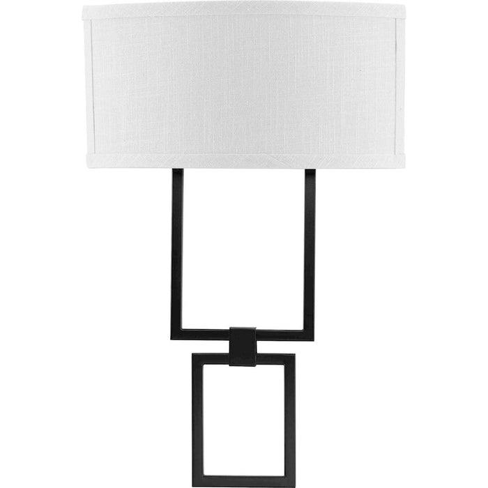 Progress Lighting LED Shaded Black 1-Light Square Sconce, Linen - P710054-031-30