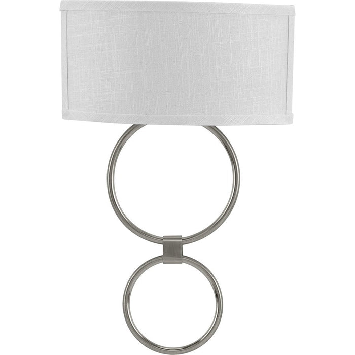 Progress Lighting Shaded Nickel Circle LED Sconce, Linen - P710058-009-30